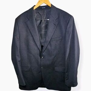 CHAPS Ralph Lauren Black Wool Cashmere Blend Pin‎ Stripe Sports Coat Blazer 46L